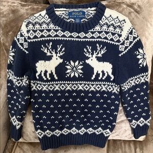 Polo by Ralph Lauren Kids Navy and White Crewneck Sweater